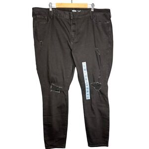 Old Navy Pop Icon Skinny Mid Rise Black Distressed Jeans Womens Size 24 3X